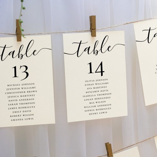 Cream Wedding Table Number Hanging Seating Chart
