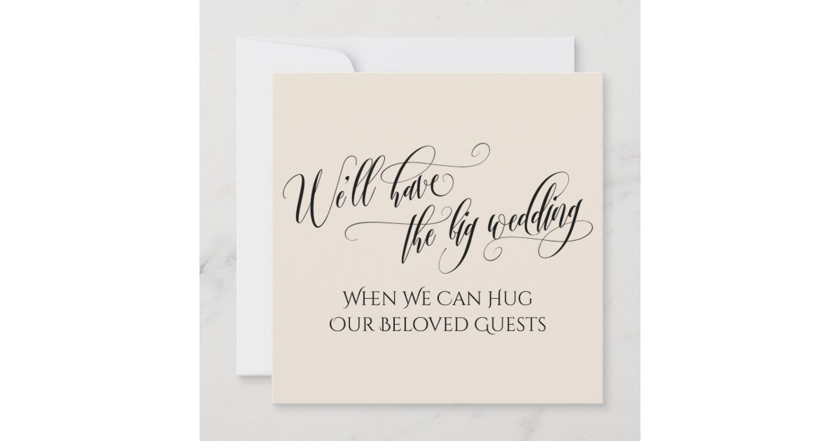 Hug Invitation Cream When We Can Hug You Postponed Wedding Invitation | Zazzle