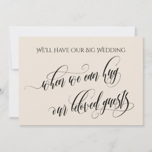 Cream When We Can Hug You Postponed Wedding Invitation