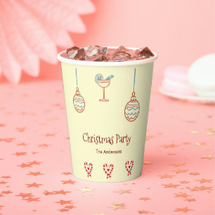 Cream Whimsical Hand-drawn Christmas Party Paper Cups