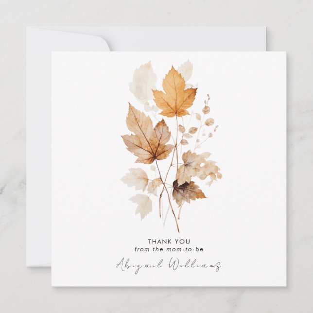 Cream Whispers of Fall Baby Shower Thank Invitation (Front)