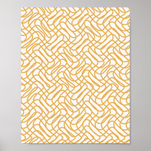 Cream White And Yellow Abstract Line Pattern Poster