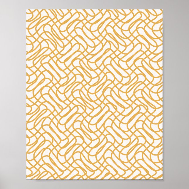 Cream White And Yellow Abstract Line Pattern Poster (Front)