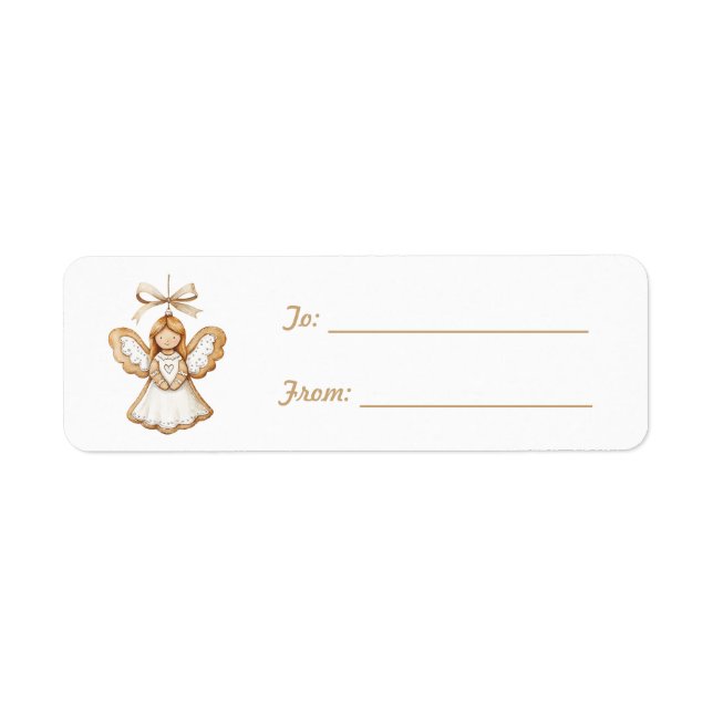 Cream White Angel Bow Christmas   Label (Front)