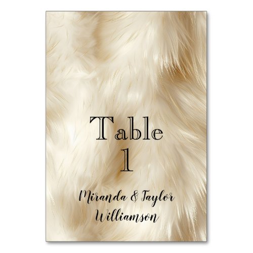 Cream White Animal Fur Table Number
