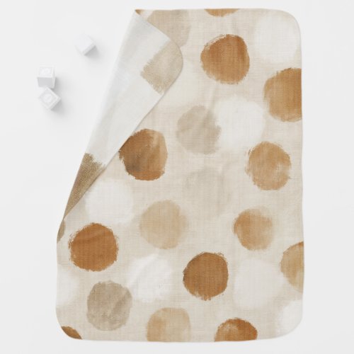 Cream White Brown Dots Baby Shower Blanket