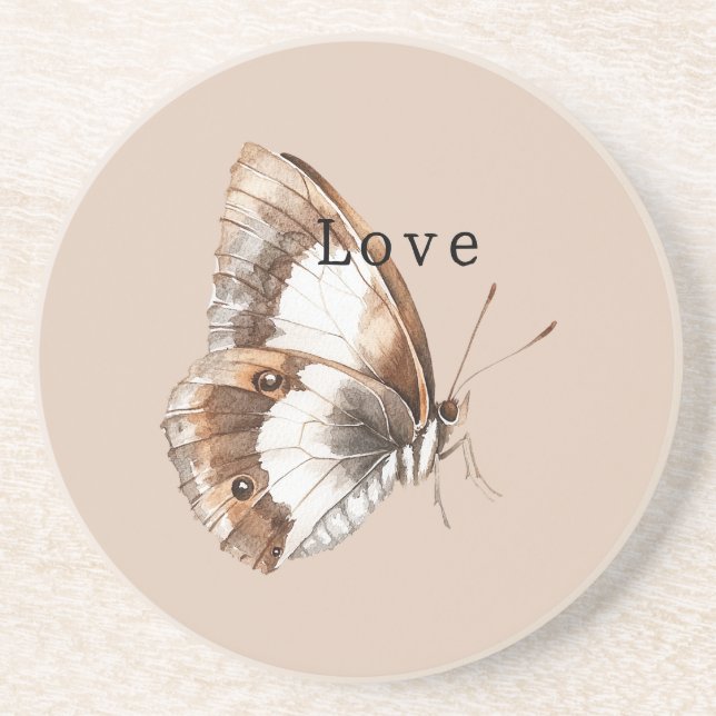 Cream White Butterfly Coaster (Front)
