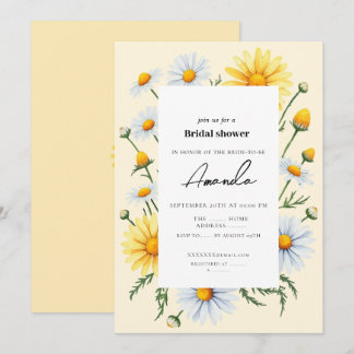 Cream White Chamomile Bridal Shower Invitation