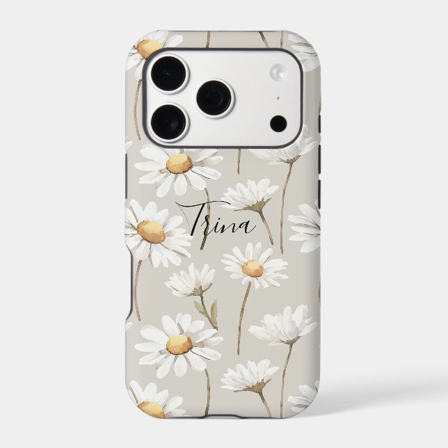Cream White Daisy Flowers Case-Mate iPhone Case (Back)