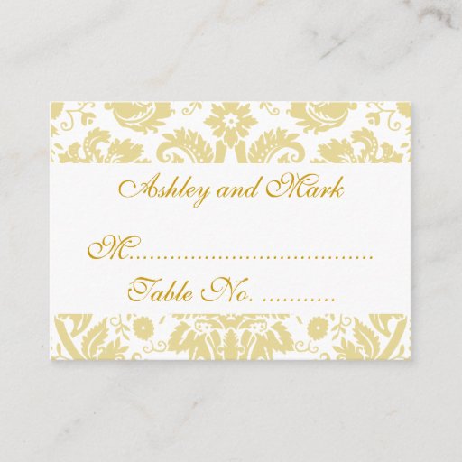 Customizable Cream White Damask Wedding Reception Place Cards Business Cards