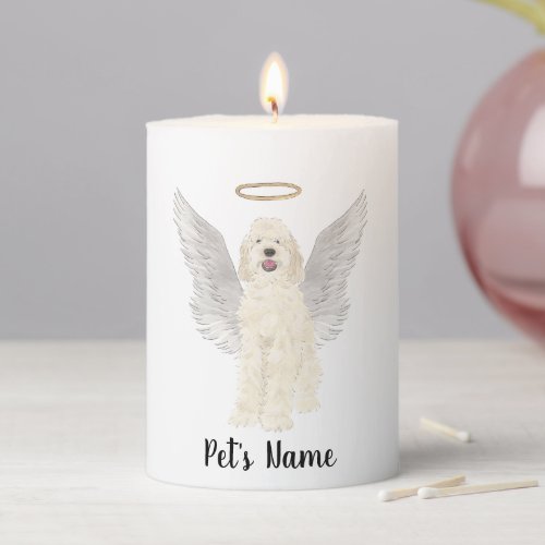 Cream White Doodle Sympathy Memorial Pillar Candle