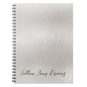 Cream White Faux Leather Notebook