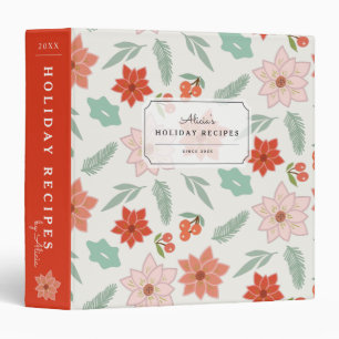 Cream White Floral Holiday Recipe Binder Book