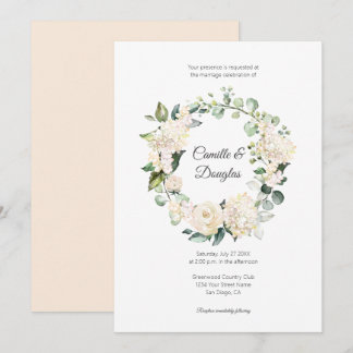 Cream White Floral Wreath Wedding | Invitation