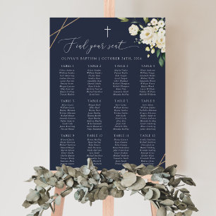 Cream White Flowers, Boho, Baptism Seating Chart