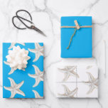 Cream White Gold Starfish Beach Bridal Shower Wrapping Paper Sheets<br><div class="desc">Aqua Cream Starfish Beach Bridal Shower</div>