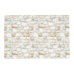 Cream White Grey Faux Stones Birthday Placemat