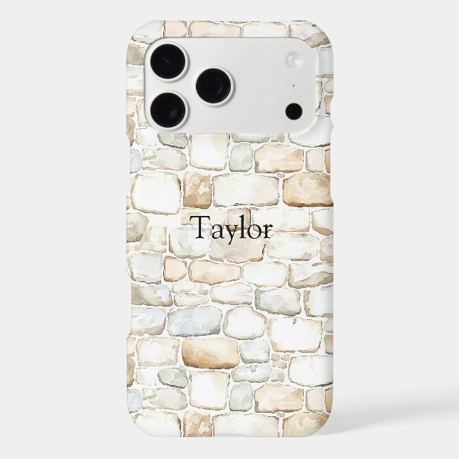 Cream White Grey Faux Stones   iPhone Case (Back)