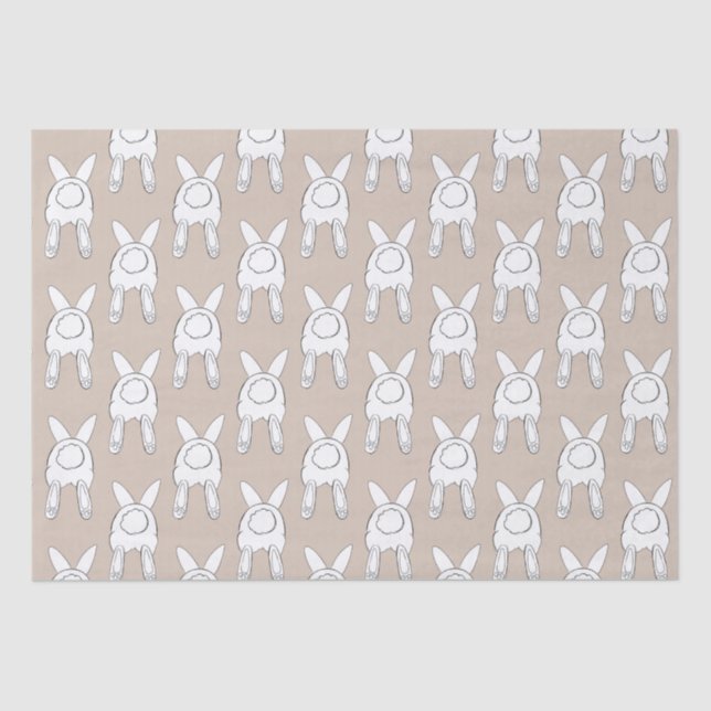 Cream White Happy Easter Bunnies Tissue Paper (Front)
