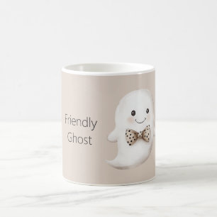 Cream White Happy Friendly Ghost Halloween Coffee Mug