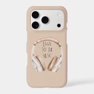 Cream White Headphones Listen To Music iPhone 17 Pro Case