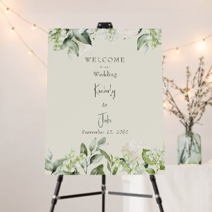 Cream White Hydrangea Wedding Welcome Foam Board