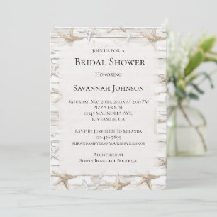 Cream White Ocean Starfish Beach Bridal Shower Invitation