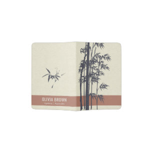 CREAM WHITE ORANGE GREY LEATHER BAMBOO MONOGRAM PASSPORT HOLDER