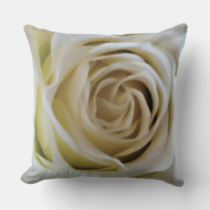 Cream white rose bud flower throw pillow