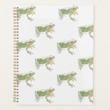 Cream White Sage Green Watercolor Frog Pattern