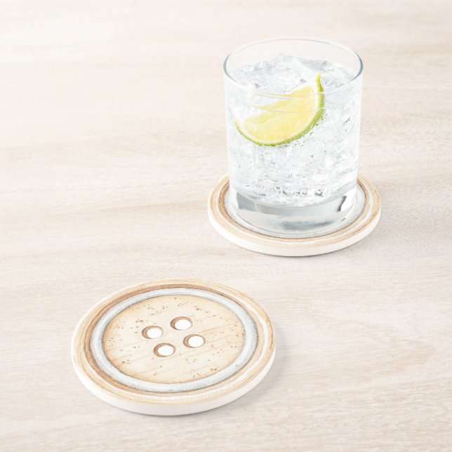Cream White Sewing Button Coaster (Side)