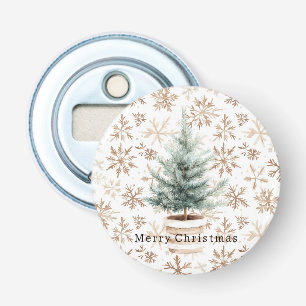 Cream White Snowflakes Christmas Tree Bottle Opener
