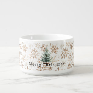 Cream White Snowflakes Christmas Tree Bowl