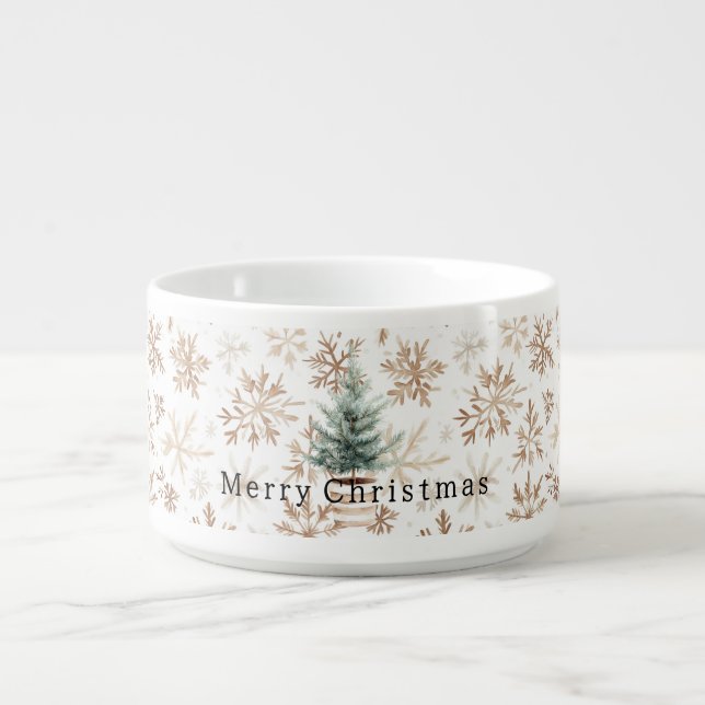 Cream White Snowflakes Christmas Tree Bowl (Center)