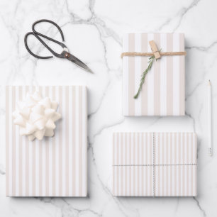 Cream & White Stripes Wrapping Paper Sheets