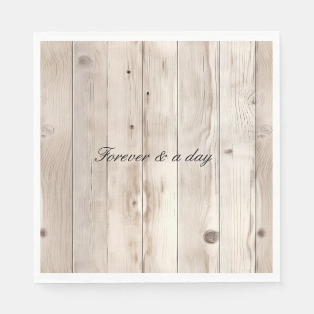 Cream White Wood Wedding Napkins (Front)
