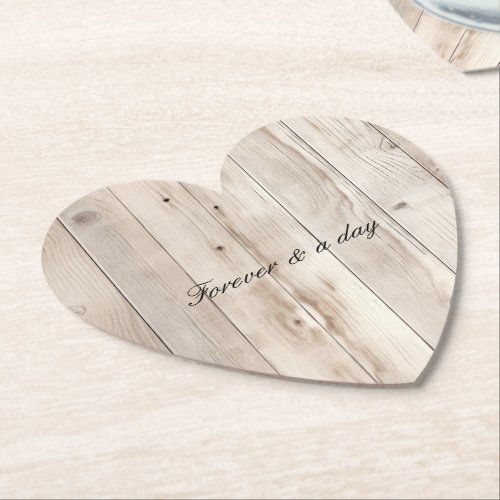 Cream White Wood Wedding Paper Coaster