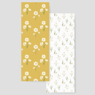 Cream Wildflower Mustard Yellow Vintage Retro Bookmarks