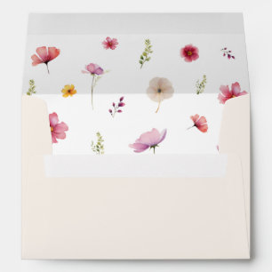 Cream Wildflower Wedding Envelope