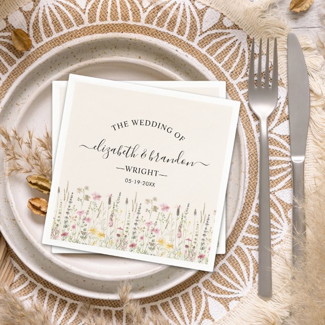 Cream Wildflower Wedding in Boho Style Napkins (Creator Uploaded)