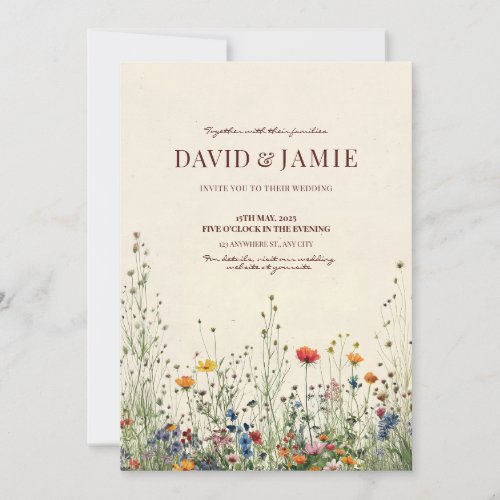 Cream Wildflower Wedding Invitation