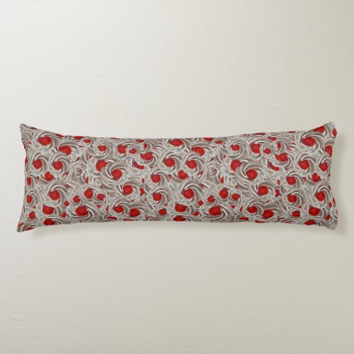 Cream With Cherries Motif Random Pattern Body Pillow