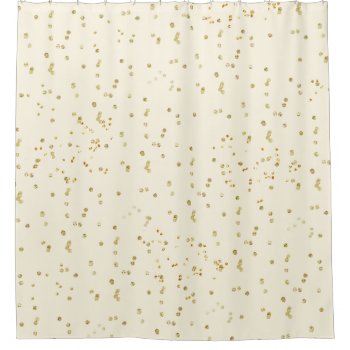 Cream With Gold Confetti Scatter Polka Dots Shower Curtain by inspirationzstore at Zazzle