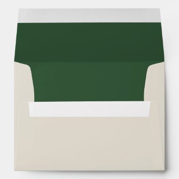 Cream With Green Liner | Personalized Envelope by keyandcompass at Zazzle