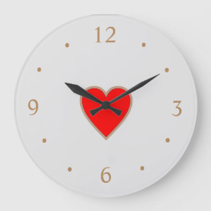 Cream with Red Heart Centre>Valentine Day Clocks