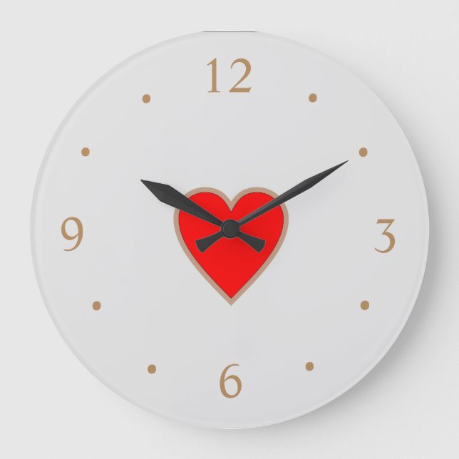 Cream with Red Heart Centre>Valentine Day Clocks (Front)