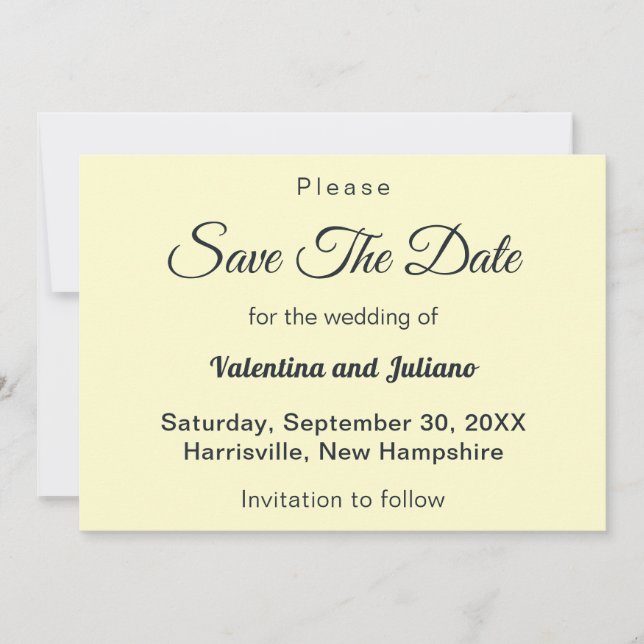 Cream With Slate Text Wedding Save The Date (Front)