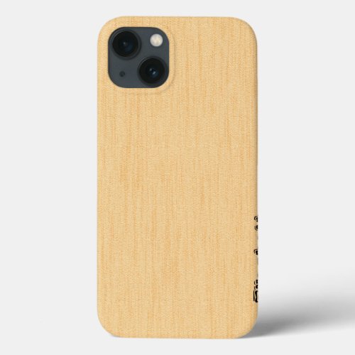 Cream Wood Grain with Monogram iPhone 13 Case