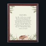 Cream Woodland Animal Prayer for Child  Award Plaque<br><div class="desc">Custom name baby plaque.  Christian.   Prayer for baby.  Person's name who prayed.  Woodland animal.  Cream.</div>