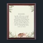 Cream Woodland Animal Prayer for Child  Award Plaque<br><div class="desc">Custom name baby plaque.  Christian.   Prayer for baby.  Person's name who prayed.  Woodland animal.  Cream.</div>